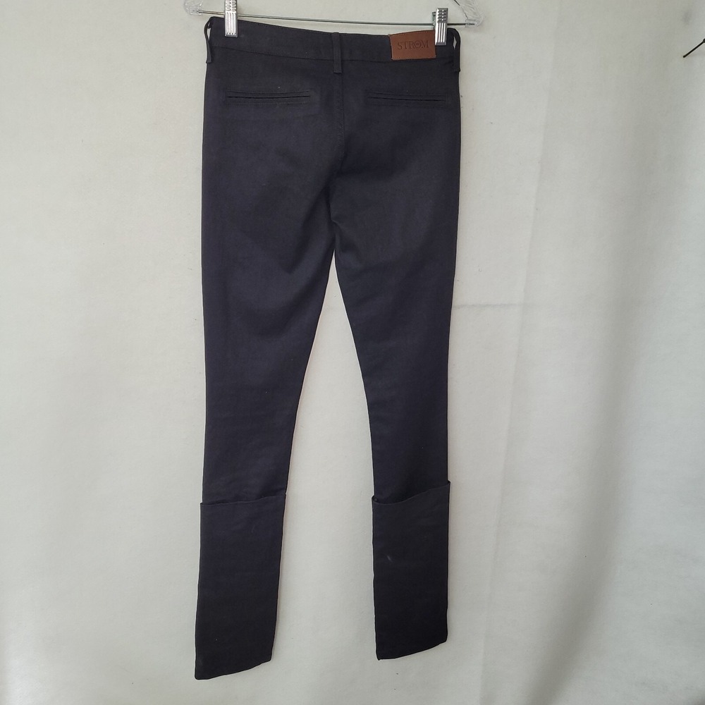 Strom Tio Black Skinny Jeans Womens Size 26 Made in USA Extra Long‎ Cuff Detail - Picture 5 of 13